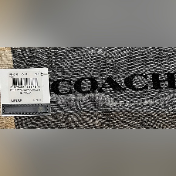 Coach Cashmere/Modal Challis Beige Black Scarf - Picture 6 of 7